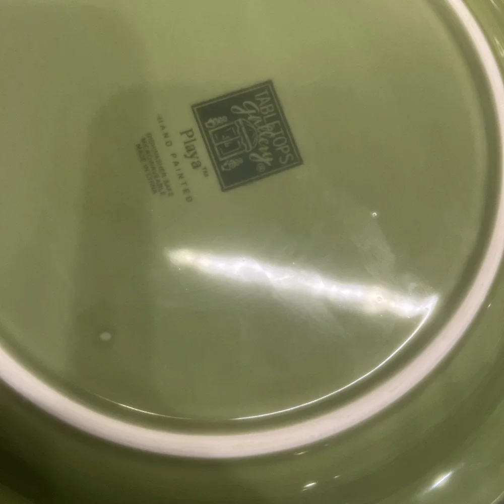 3-Dinner Plates Tabletop Gallery Playa Sage Green Hand Painted